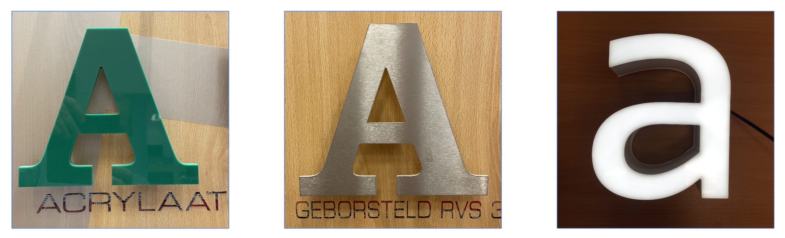 Het laten zien van verschillende opties gevelletters.