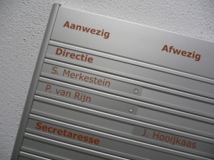 aan / afwezigheidsbord detail